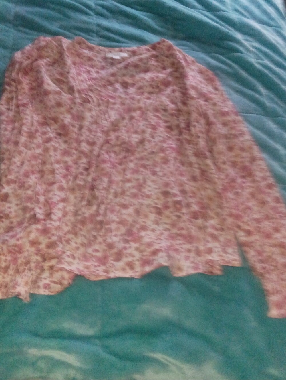 Mine Floral Pink Long-Sleeve V-Neck Women's Top
